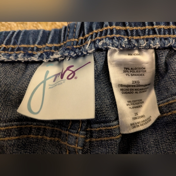 Just My Size Blue Denim Shorts, 2X - Picture 2 of 3